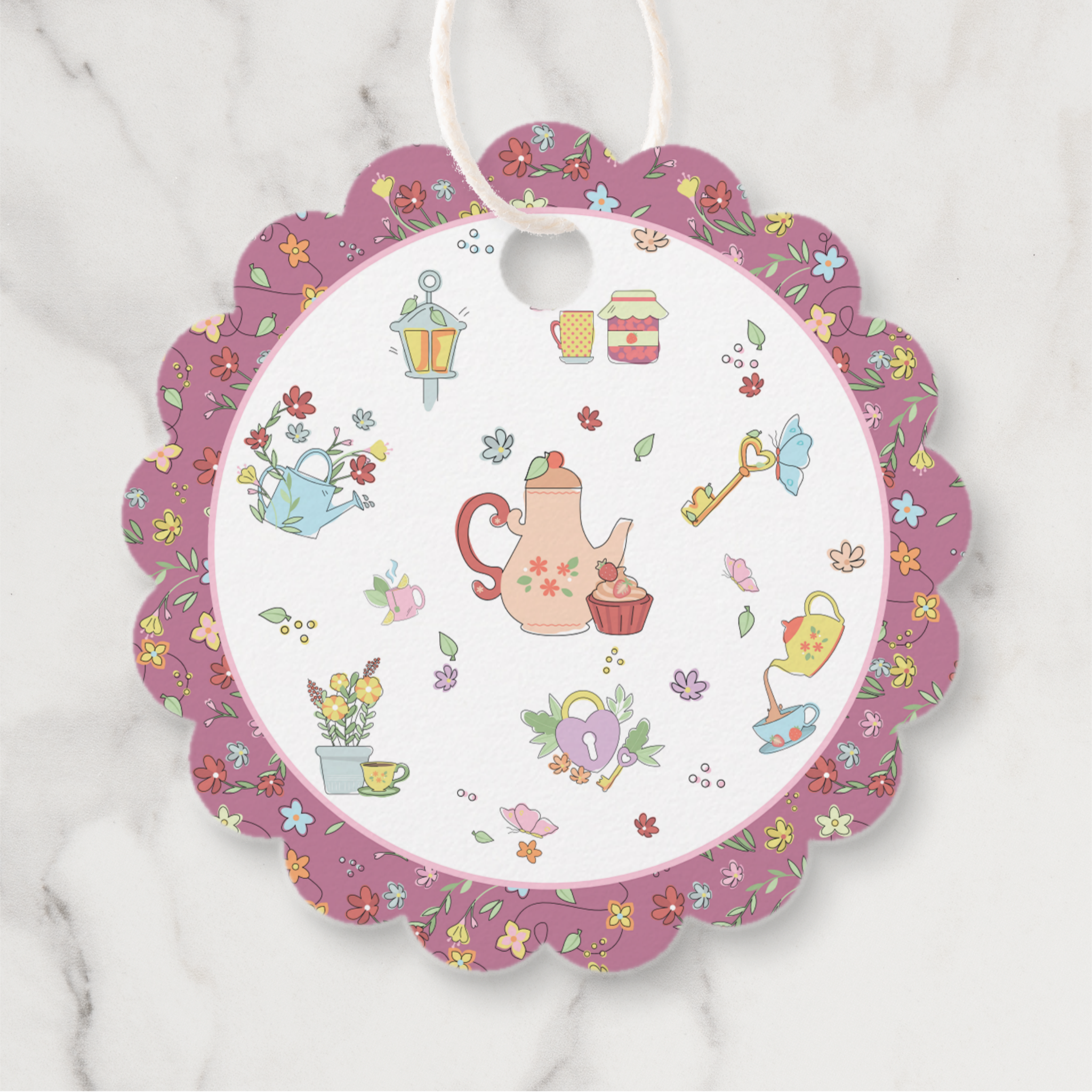 Garden Tea Gift Tags With Twine, Set of 12
