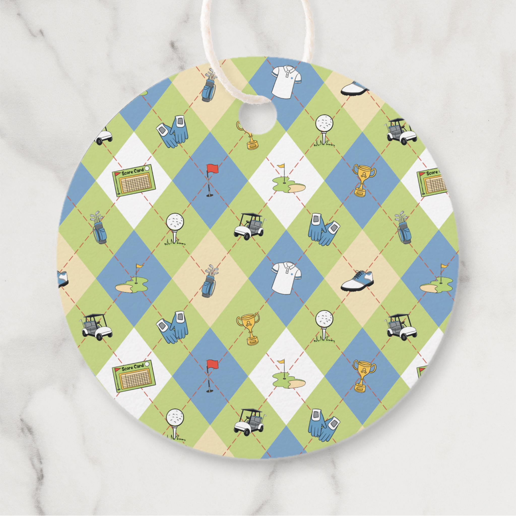 Golf Gift Tags With Twine, Set of 12