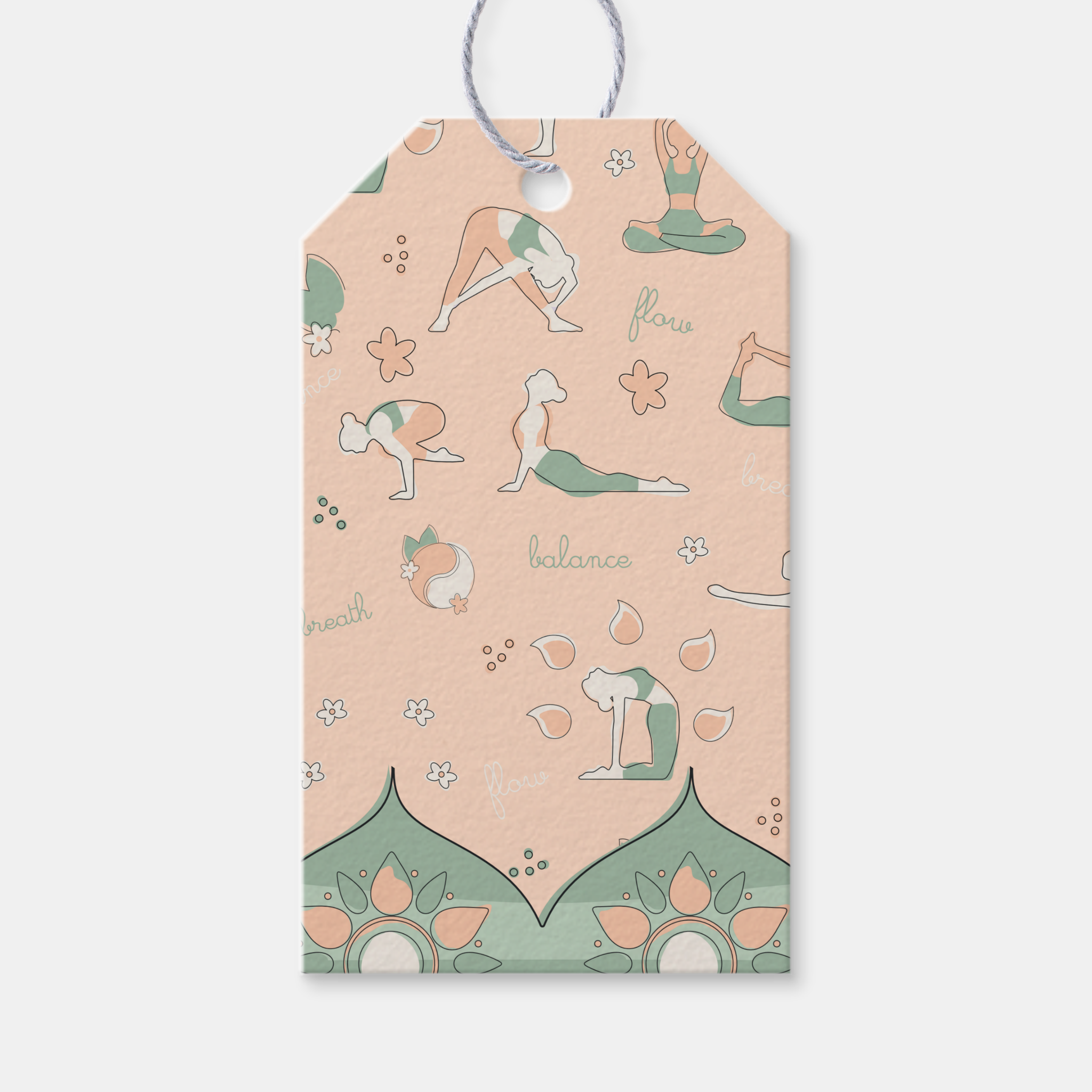 Yoga Gift Tags With Twine, Set of 10