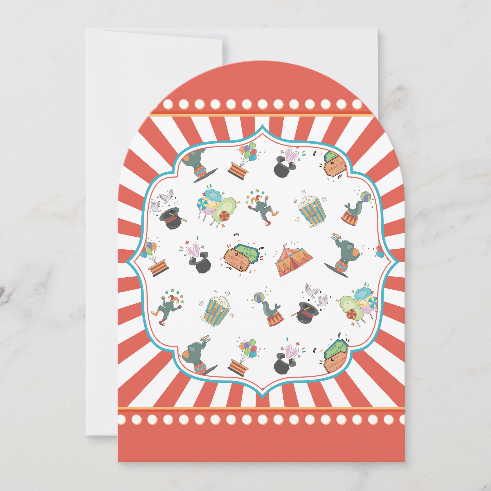 Circus Greeting Card With Envelope