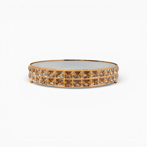 14" Gold & Mirror Cake Stand with Clear Stone Band