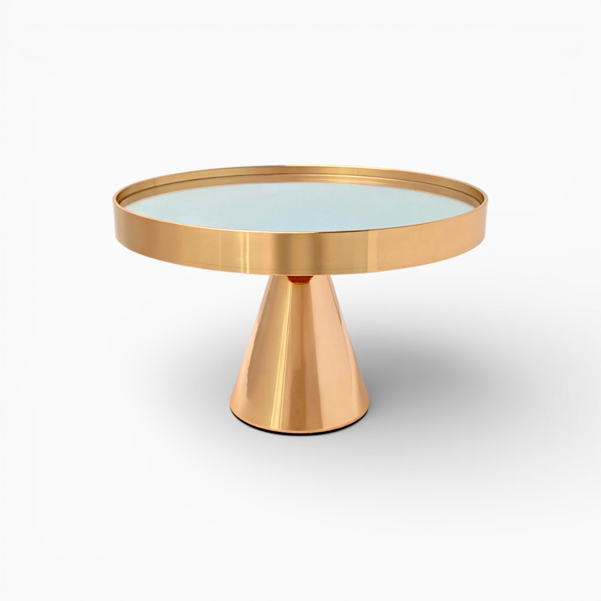 8" Gold Pedestal Cake Stand with Mirror Top