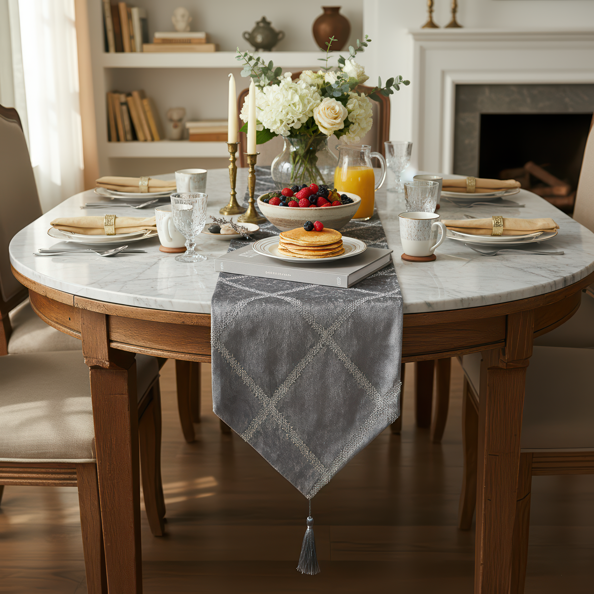 Grey Velvet Silver Runner