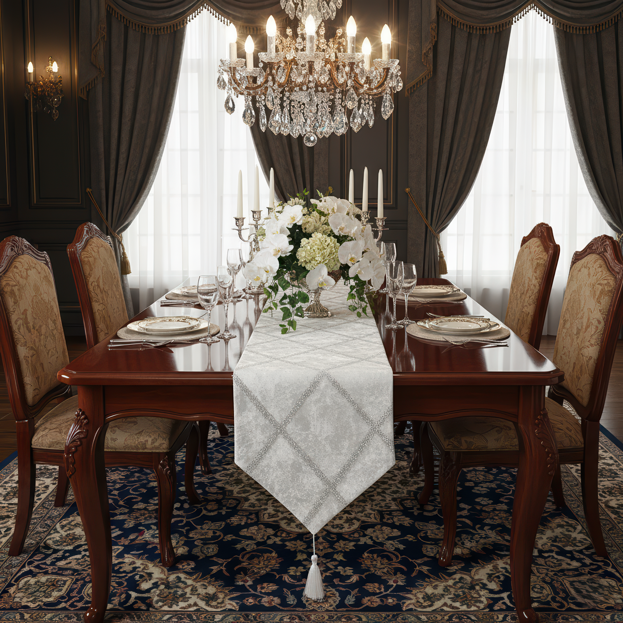 Off-White Velvet Silver Runner