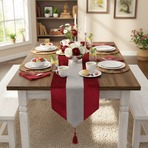 Red Rhinestone Mesh Runner