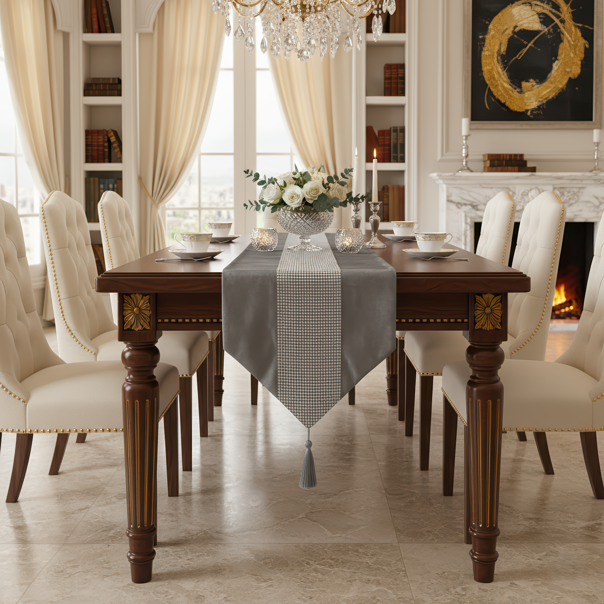 Velvet Rhinestone Mesh Runner