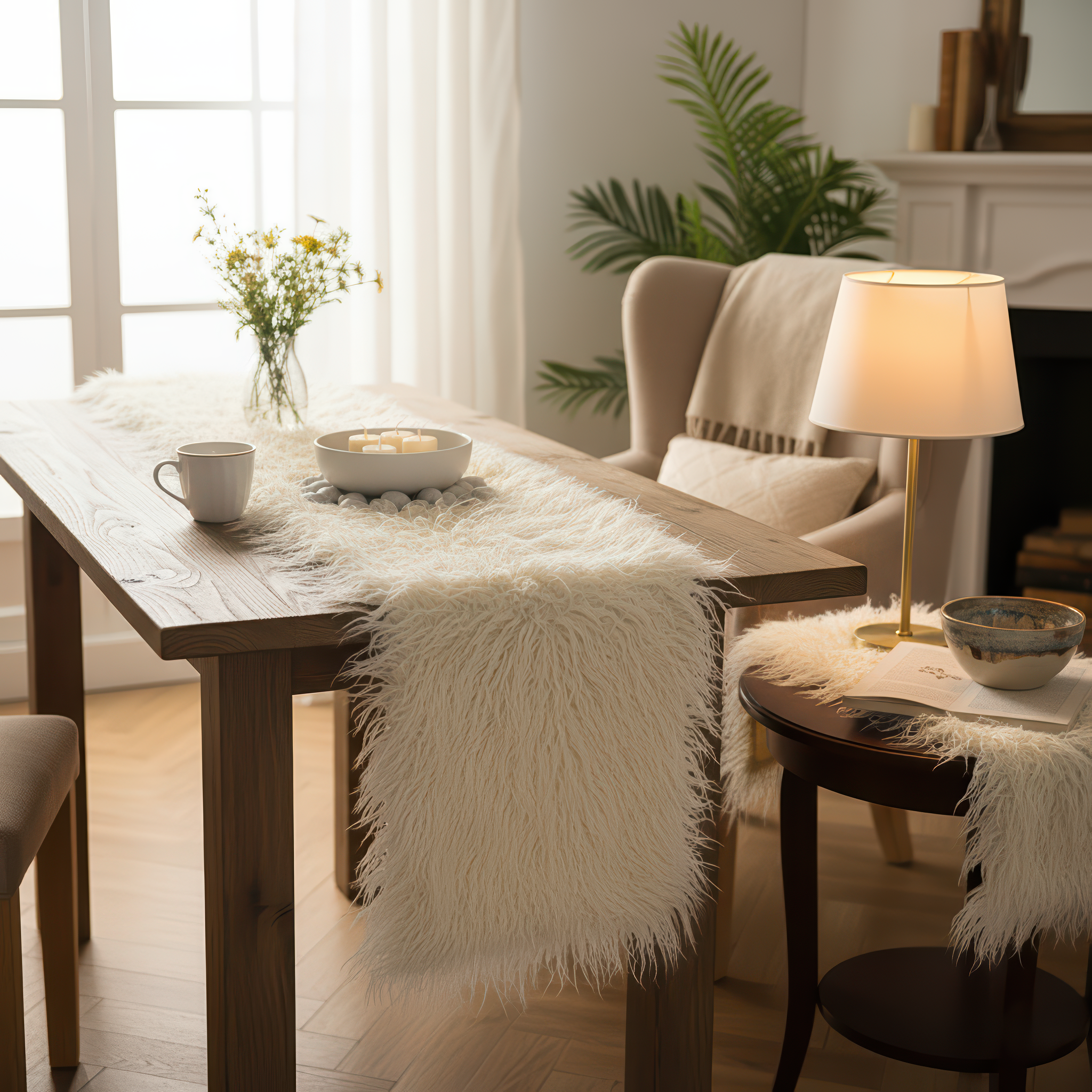 Cream Fur Runner
