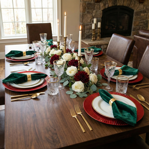 Crimson Pleated Charger Plates, Set of 5