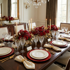 Crimson Pleated Charger Plates, Set of 5