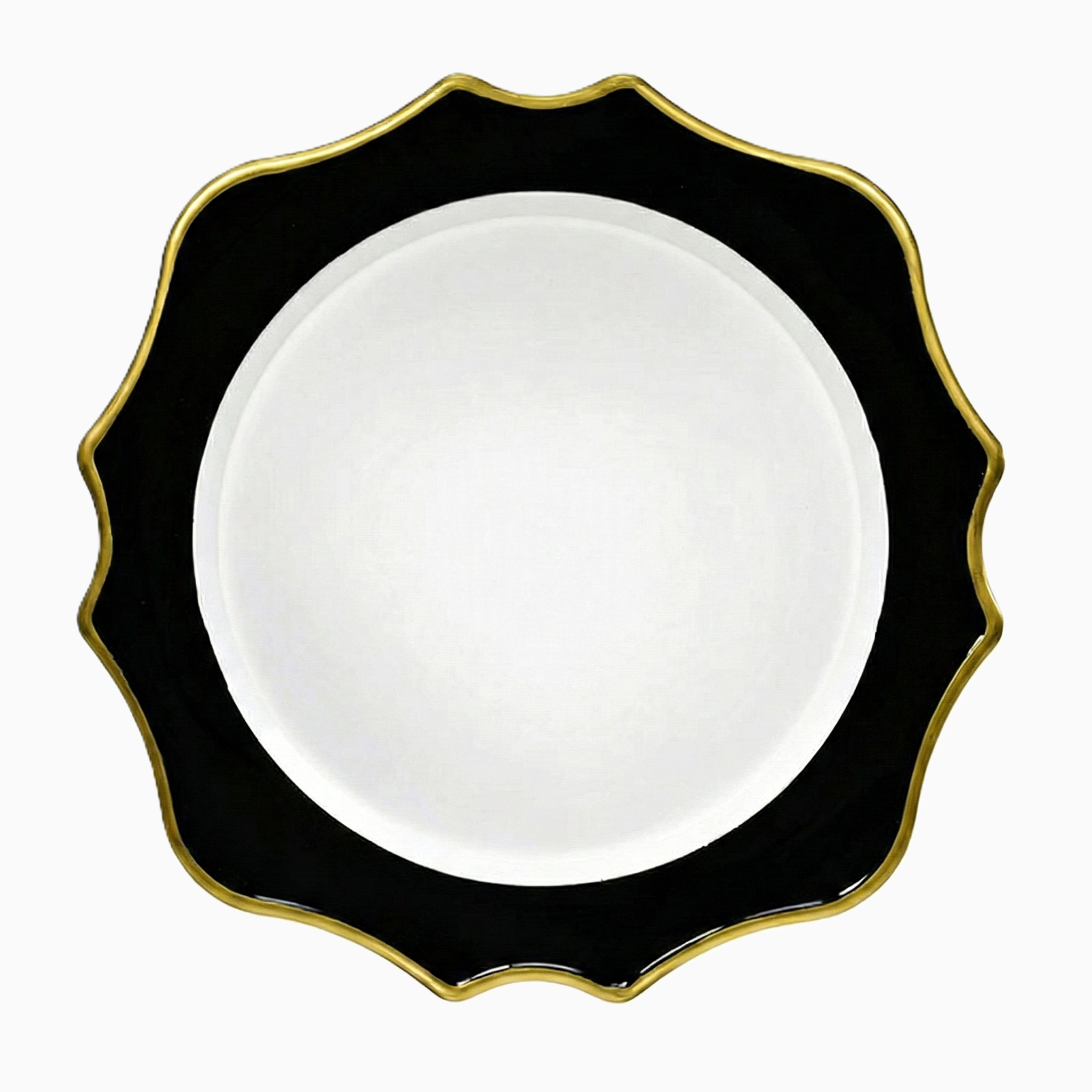 Black & Gold Wave Charger Plates, Set of 5