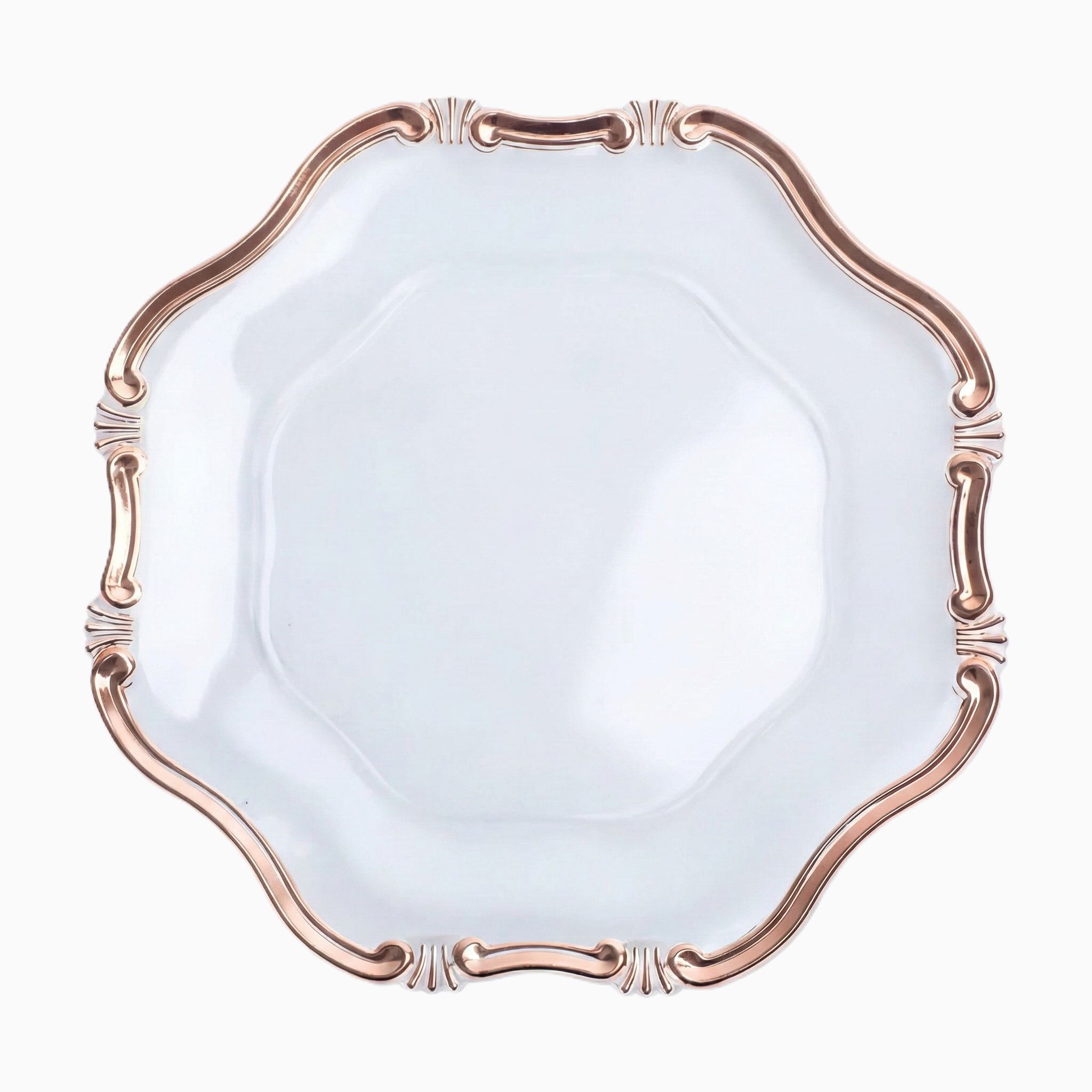 Clear & Rose Gold Rim Charger Plates, Set of 5
