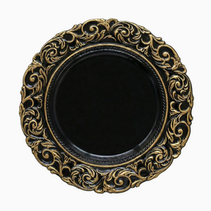 Black & Gold Scroll Charger Plates, Set of 5