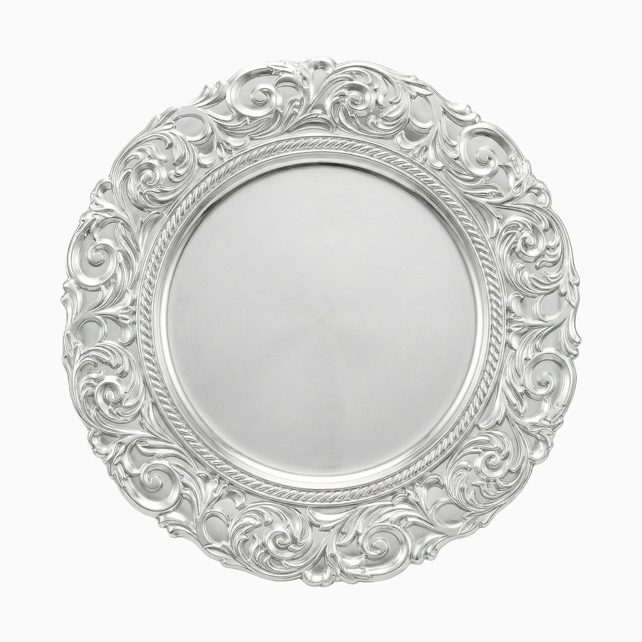 Silver Scroll Charger, Set of 5