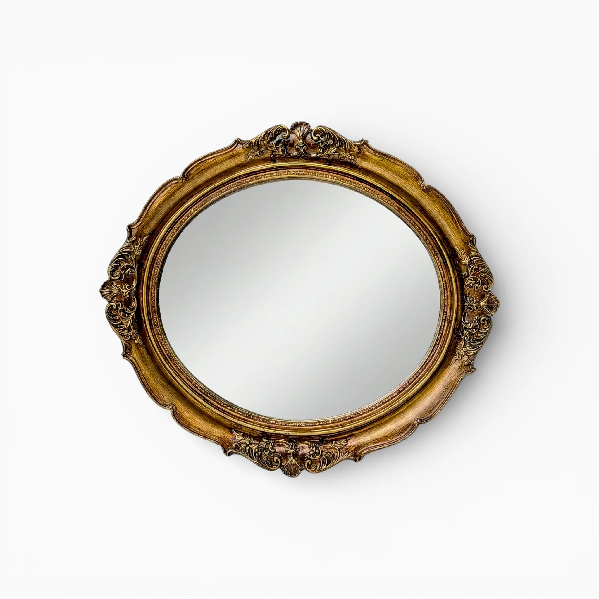 Vintage Gold Oval Mirror Serving Tray