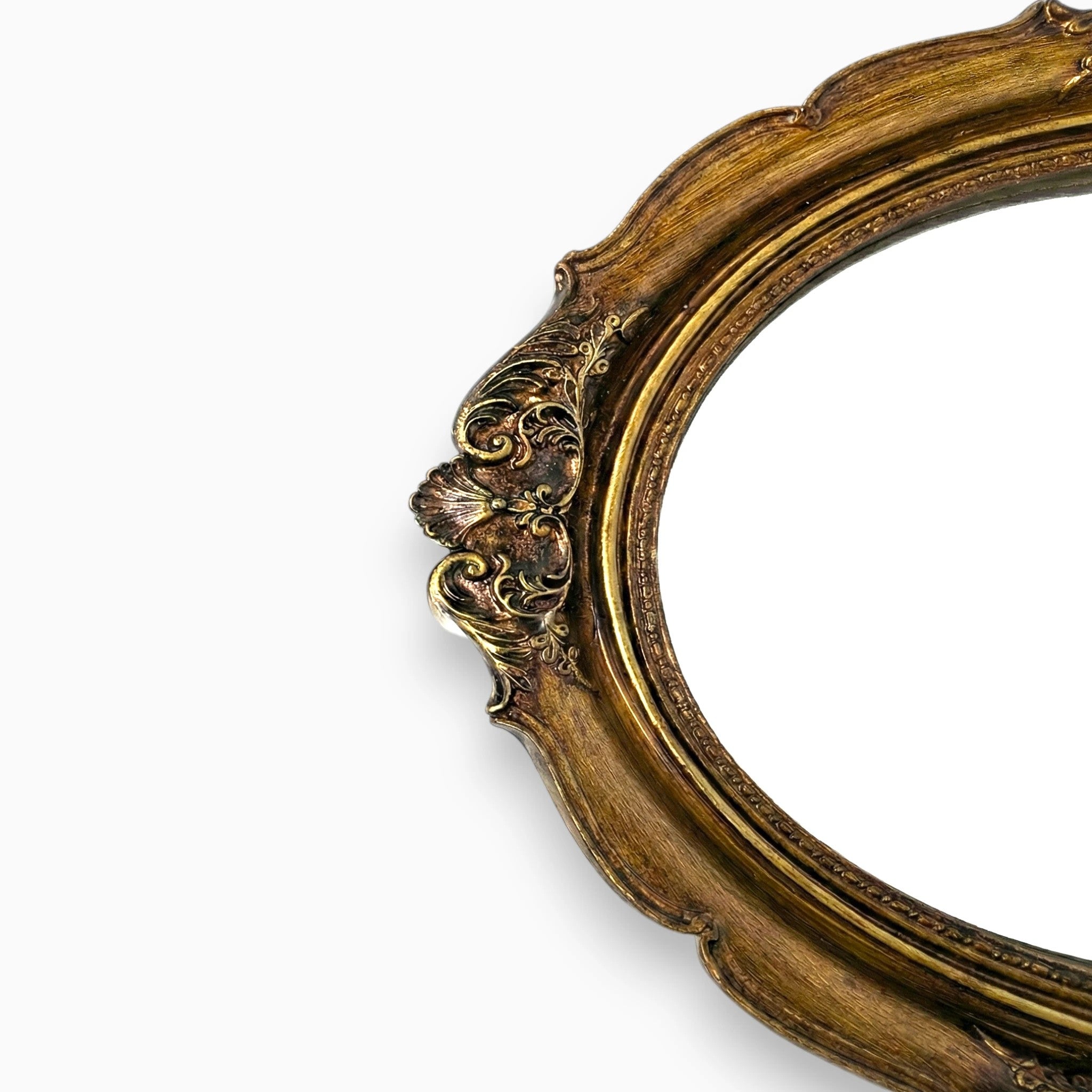 Vintage Gold Oval Mirror Serving Tray
