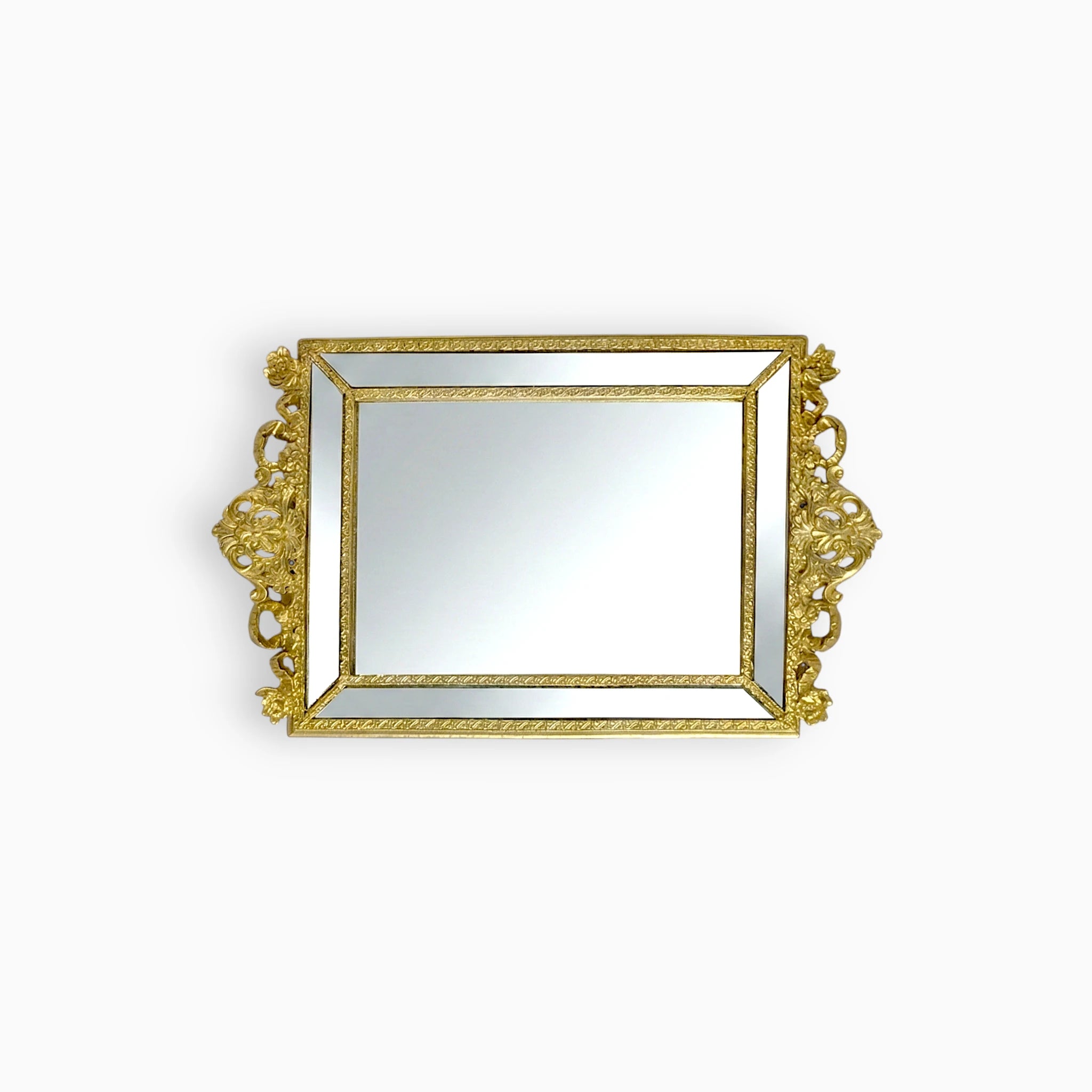Gold Rectangular Mirror Serving Tray