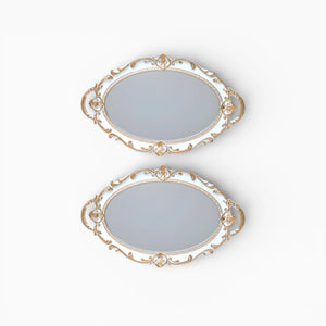 White Oval Mirror Serving Tray, Set of 1