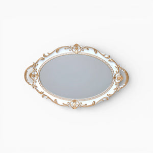 White Oval Mirror Serving Tray, Set of 1