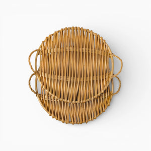 Natural Round Bamboo Serving Tray, Set of 1