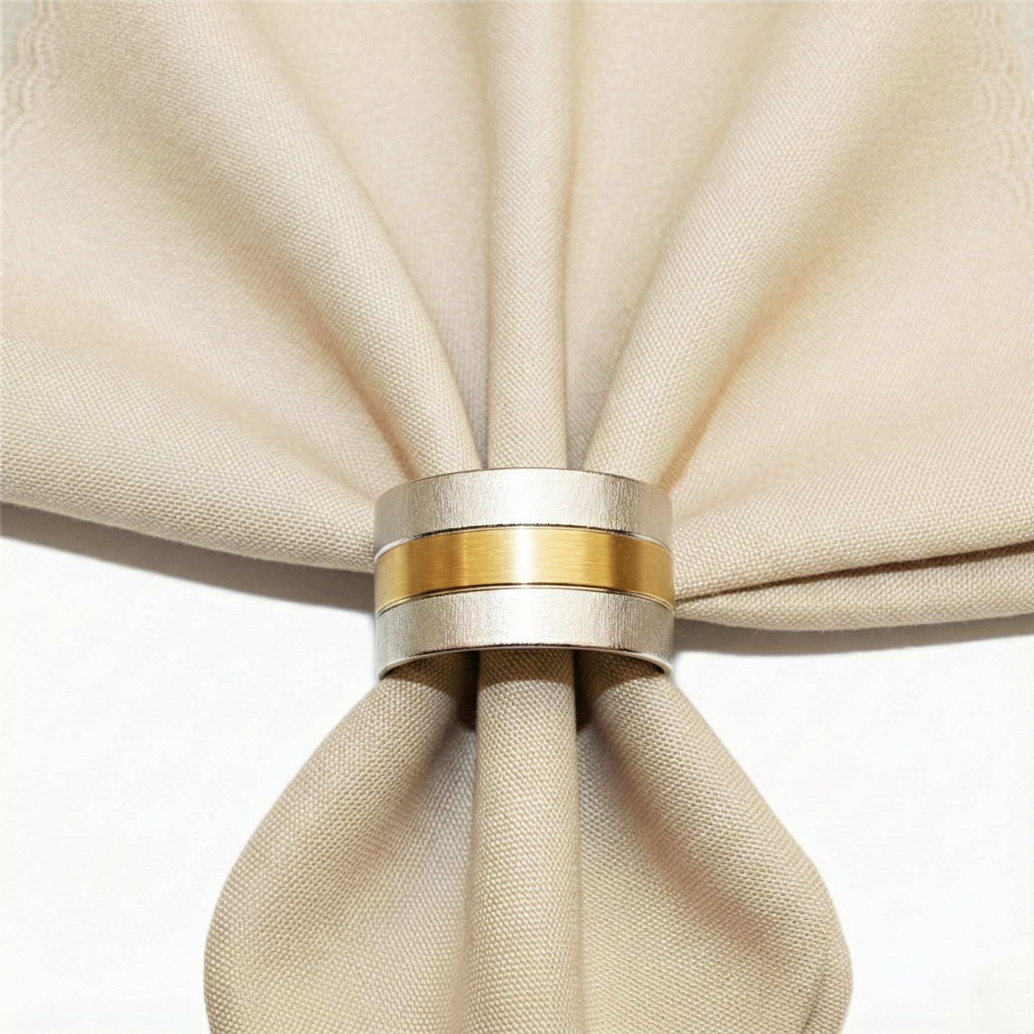 Silver and Gold Metal Napkin Rings, Set of 5