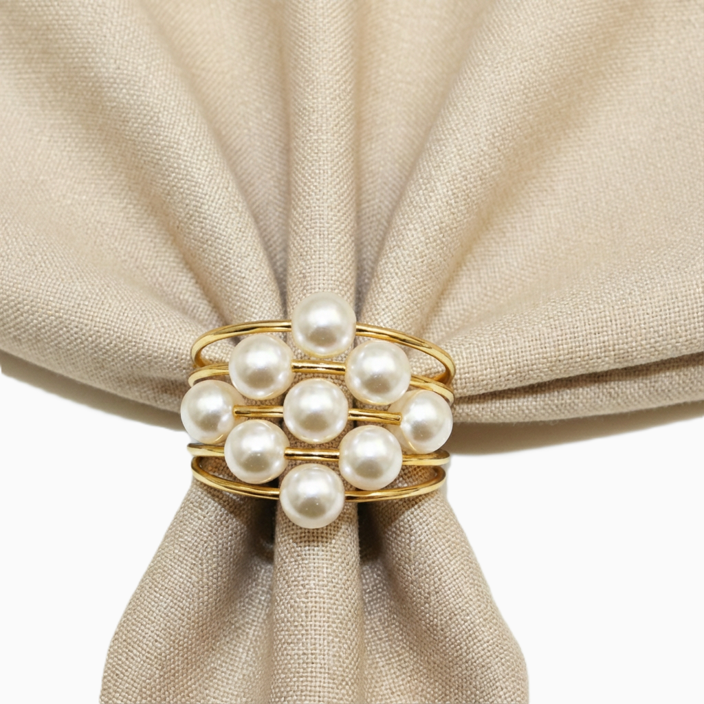 Pearl Cluster Stainless Steel Napkin Rings, Set of 5