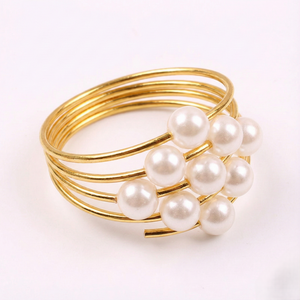 Pearl Cluster Stainless Steel Napkin Rings, Set of 5