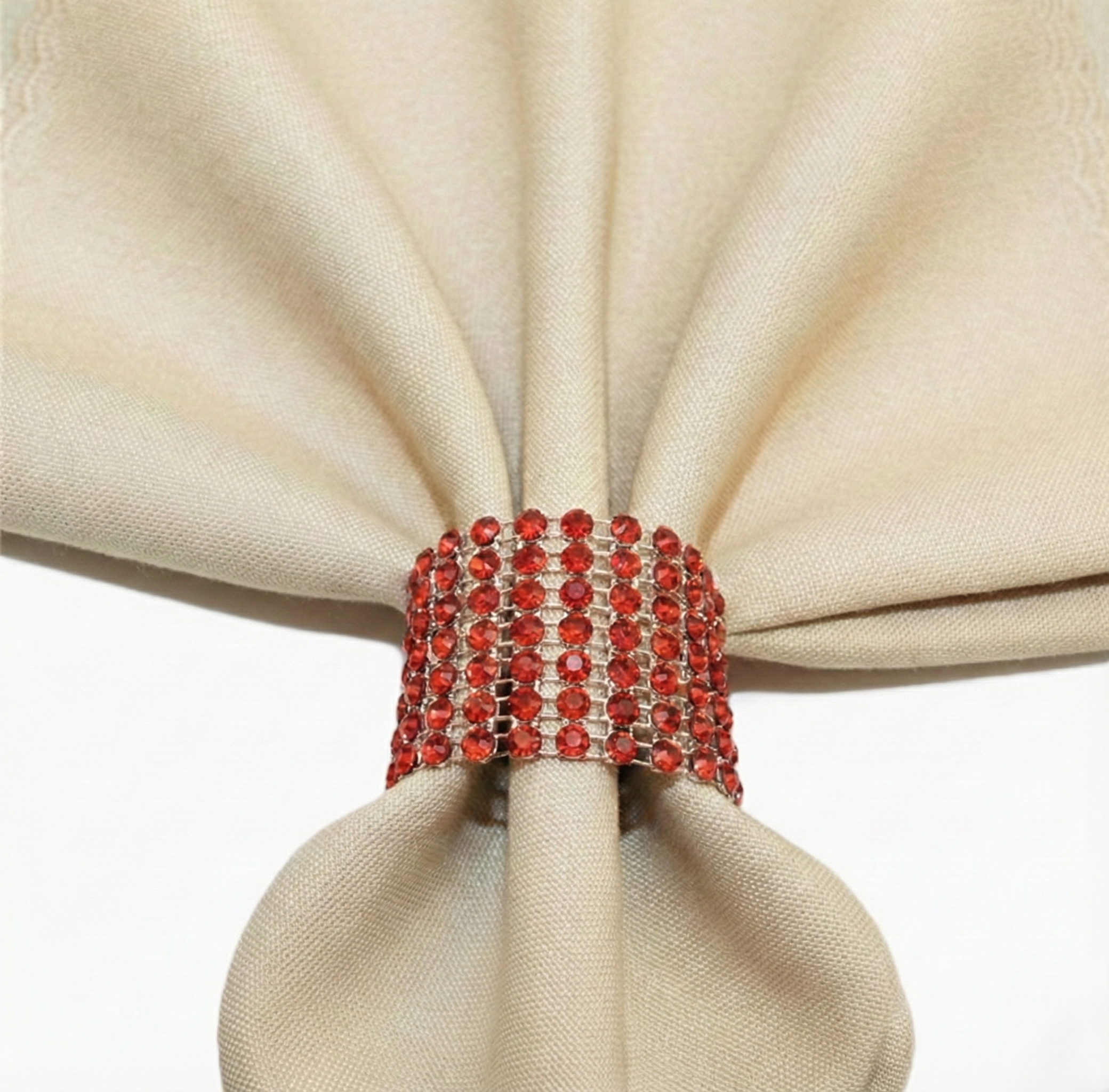 Red Rhinestone Velcro Napkin Wraps, Set of 5