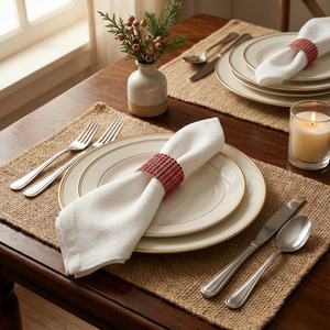 Red Rhinestone Velcro Napkin Wraps, Set of 5