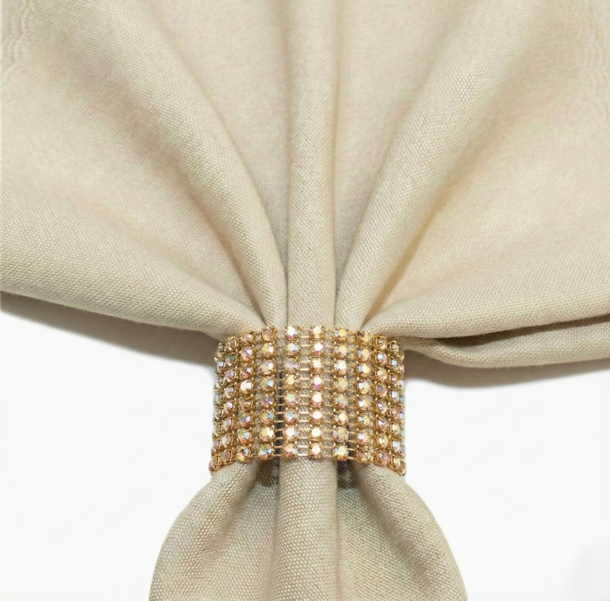 Champagne Rhinestone Velcro Napkin Wraps, Set of 5