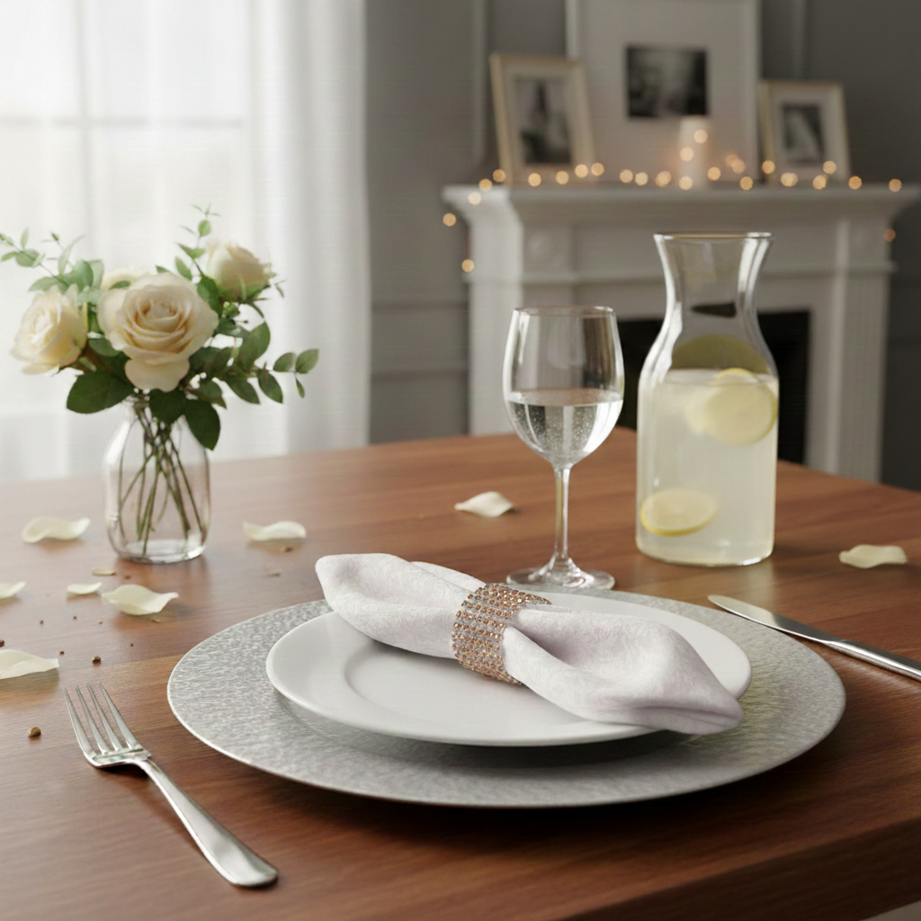 Champagne Rhinestone Velcro Napkin Wraps, Set of 5