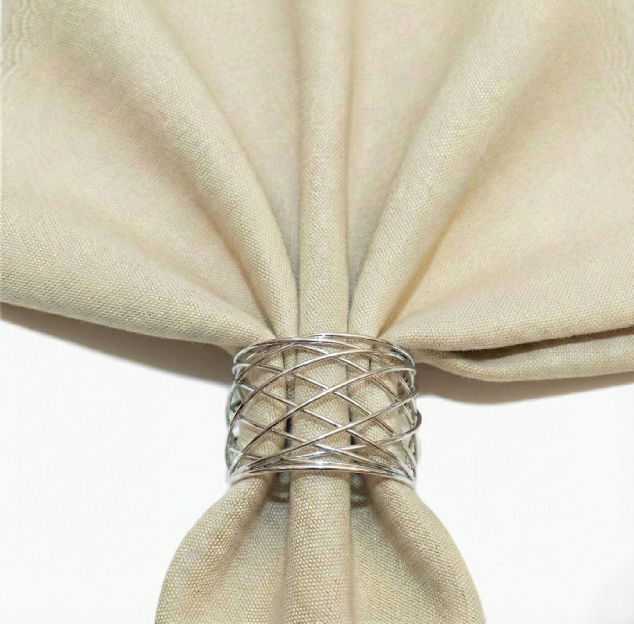 Silver Wire Cage Metal Napkin Rings, Set of 5
