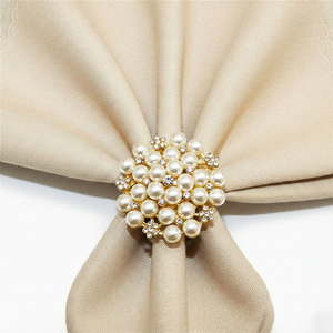 Pearl and Crystal Stainless Steel Napkin Rings, Set of 5