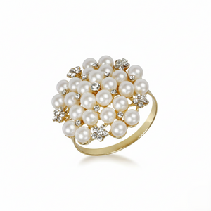 Pearl and Crystal Stainless Steel Napkin Rings, Set of 5