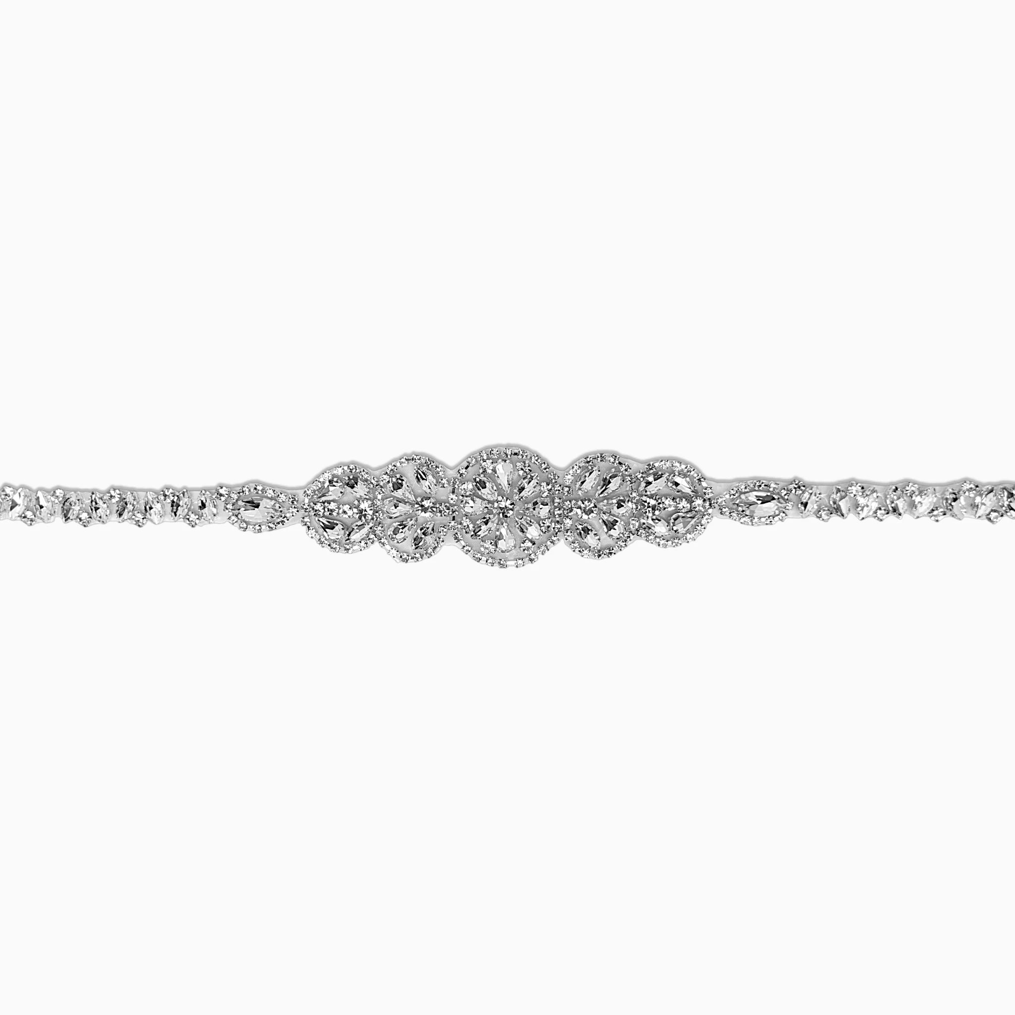 Floral Medallion Rhinestone Trim, Iron on (Hotfix)