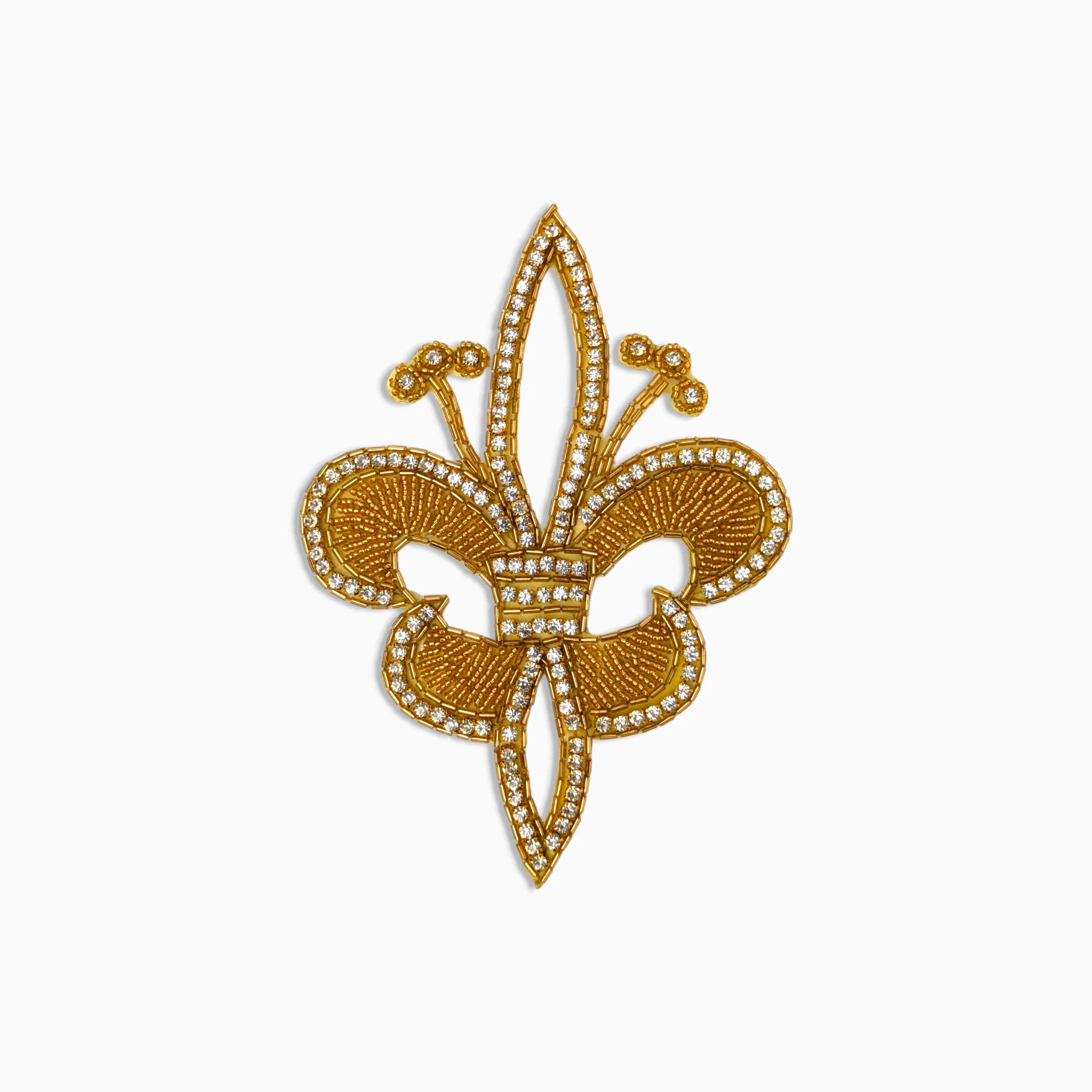 Gold Fleur de Lis Rhinestone Applique, Iron on (Hotfix)