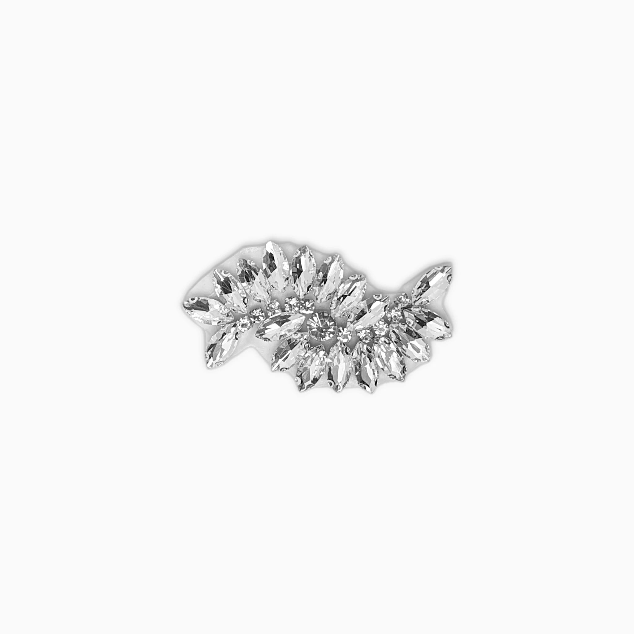 Mini Leaf Rhinestone Applique, Iron on (Hotfix)