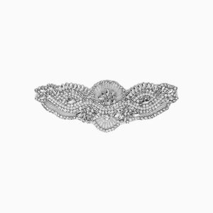 Scrollwork V Neck Rhinestone Applique, Iron on (Hotfix)