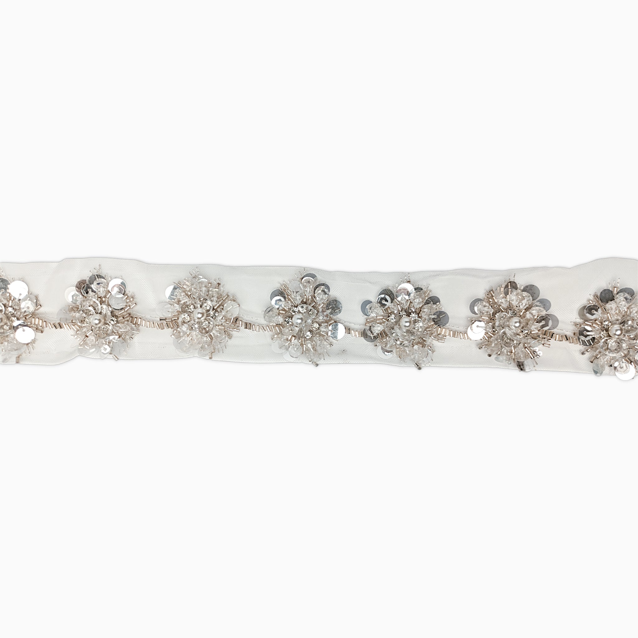 Floral Cluster Rhinestone Trim, Sew On