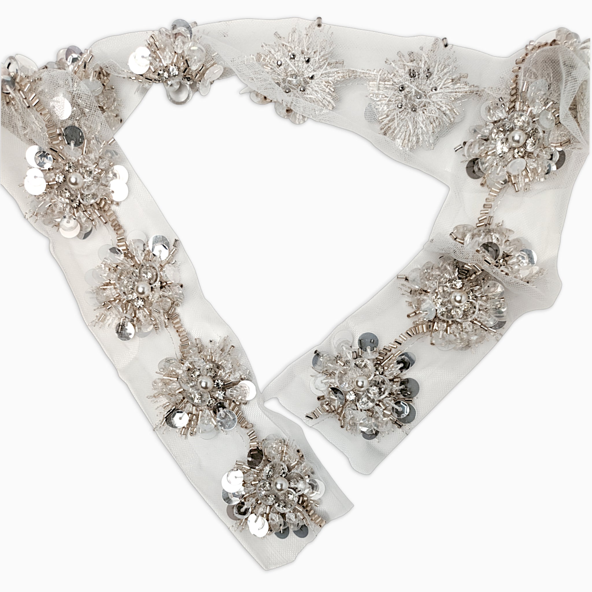 Floral Cluster Rhinestone Trim, Sew On