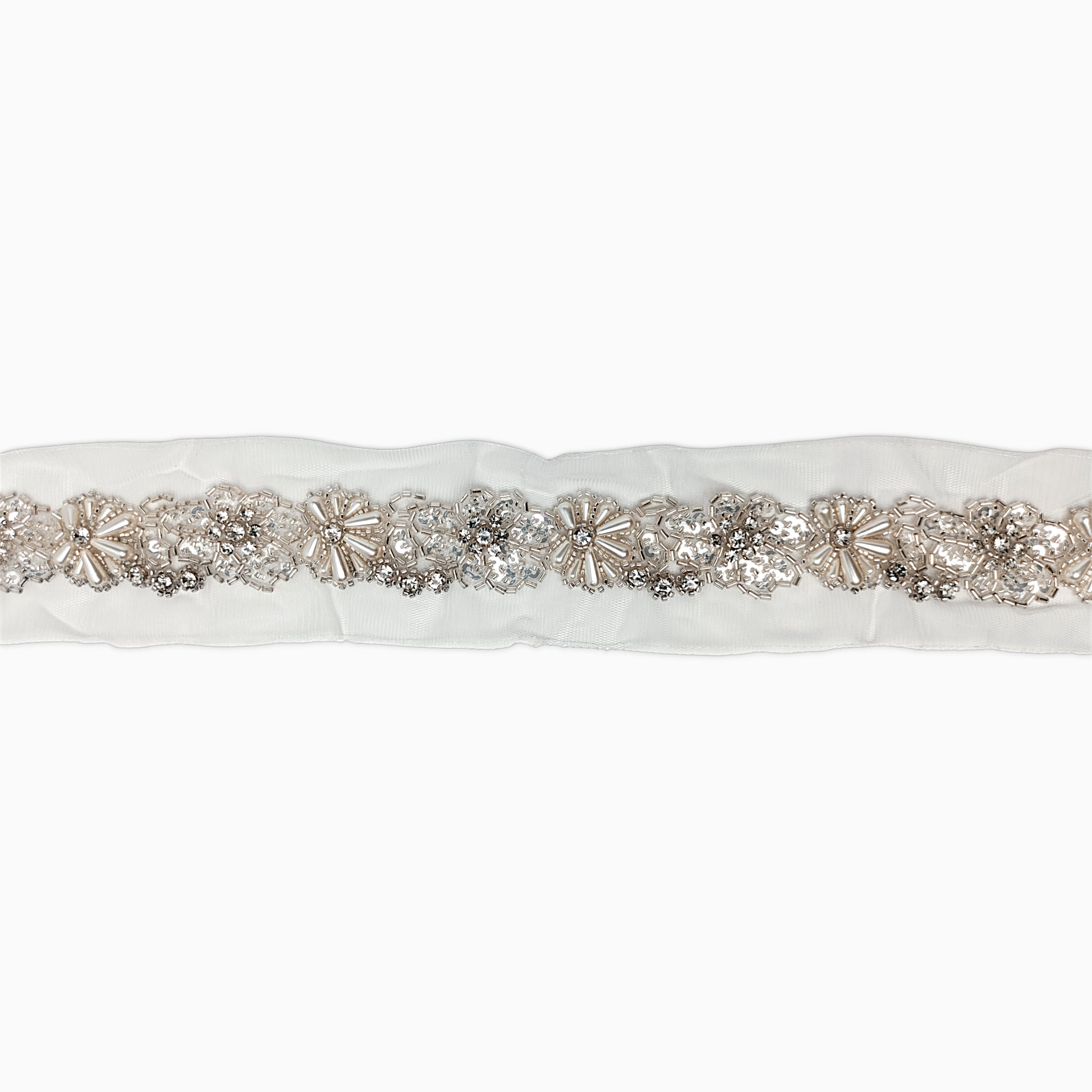 Floral Garland Rhinestone Trim, Sew On