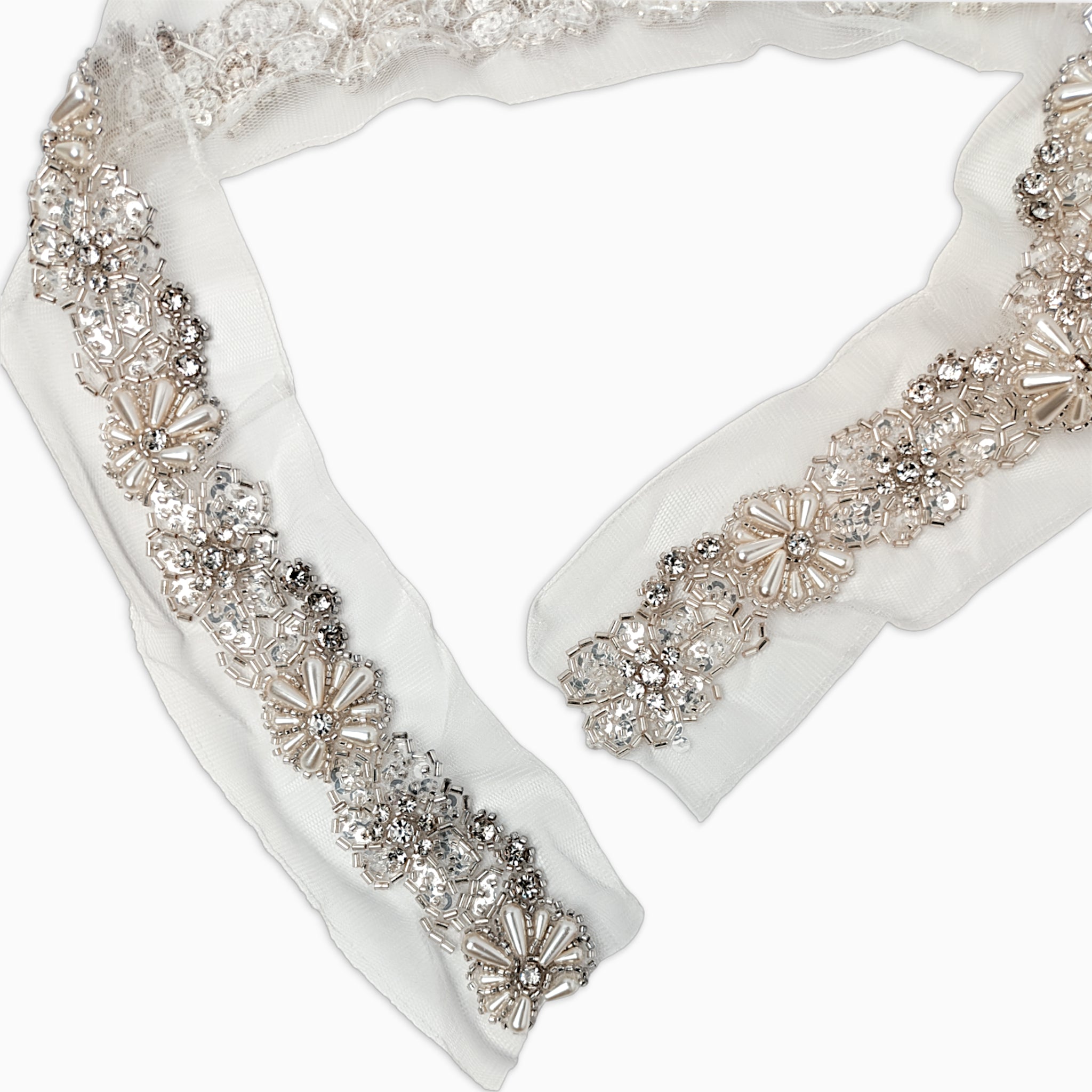 Floral Garland Rhinestone Trim, Sew On