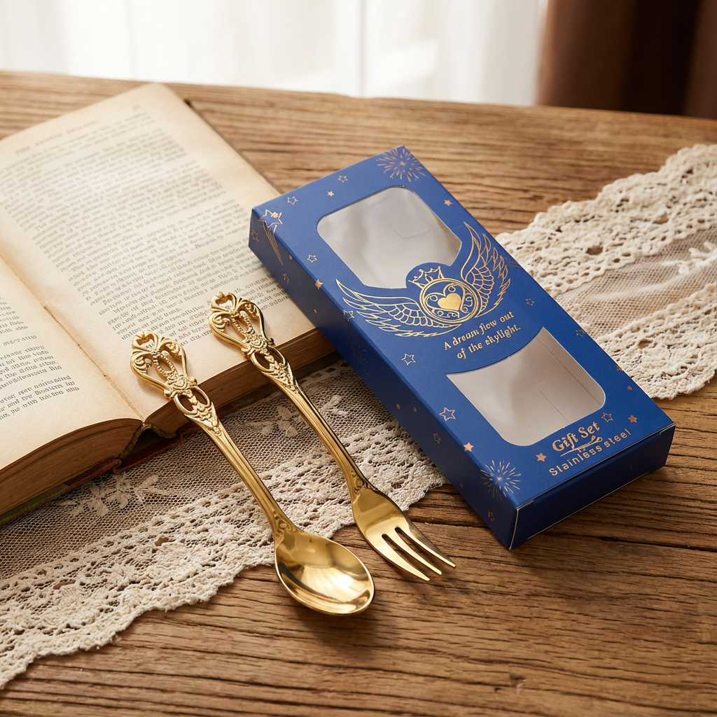 Gold Spoon & Fork Set Favor Gift