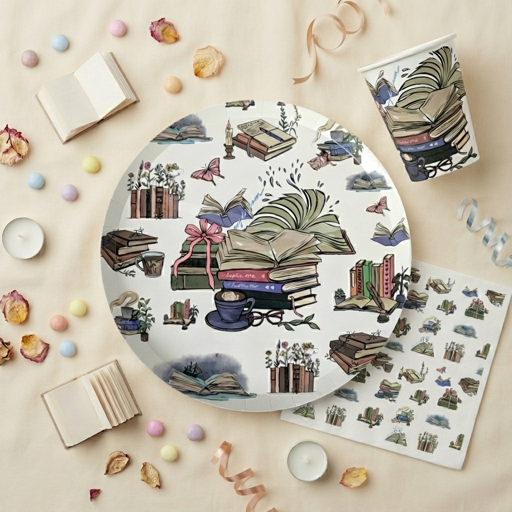 Books Large Paper Napkins, Set of 16