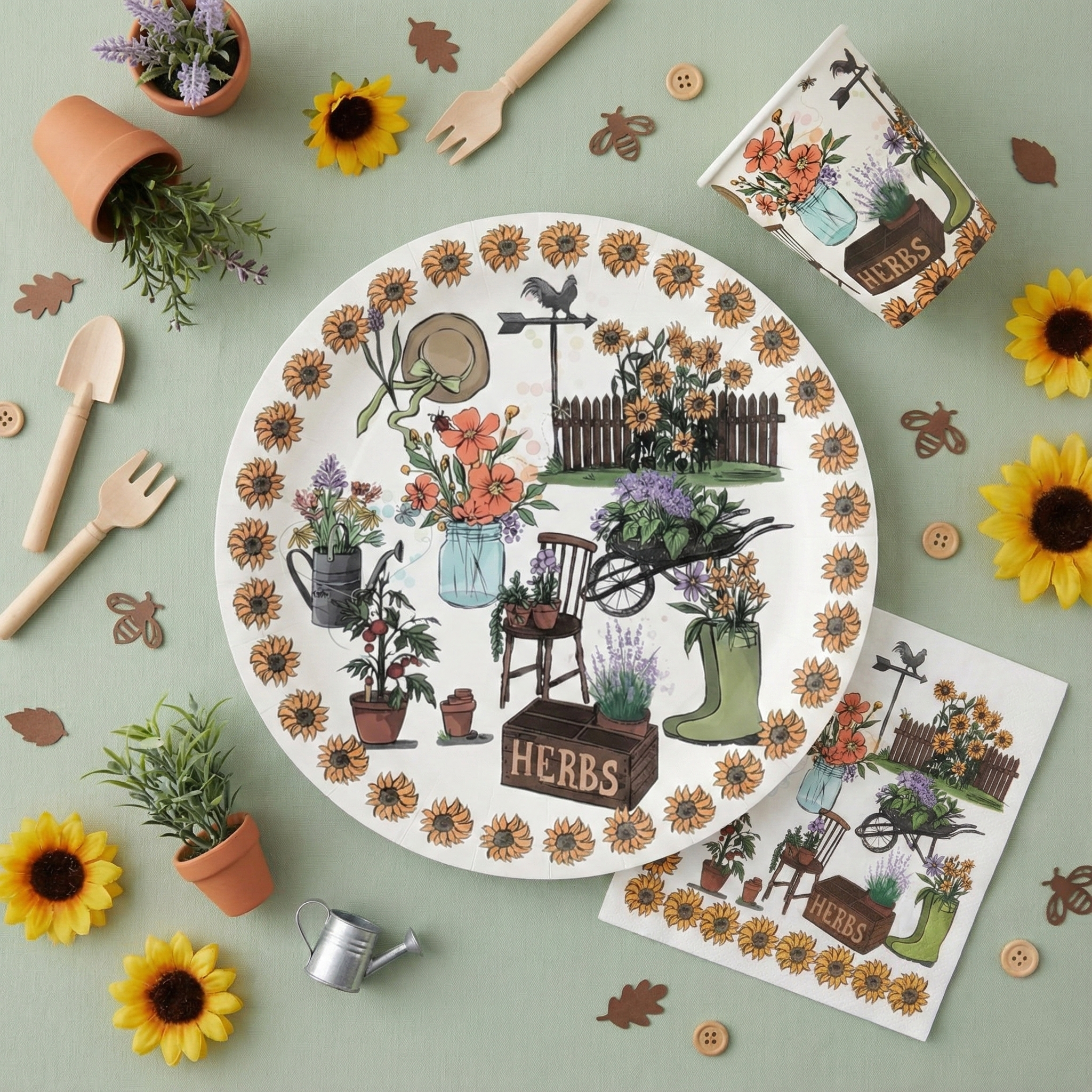 Gardening Large Paper Napkins, Set of 16