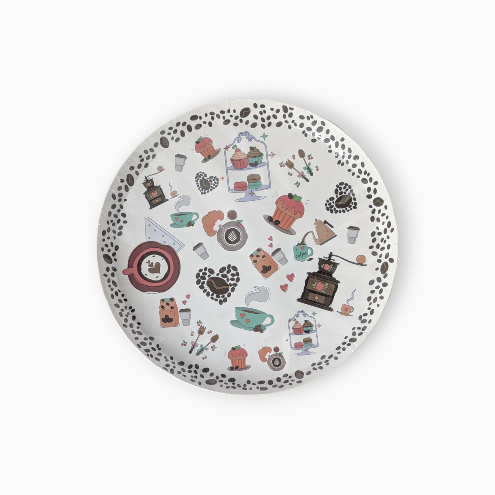 Coffee Large Paper Plates, Set of 8