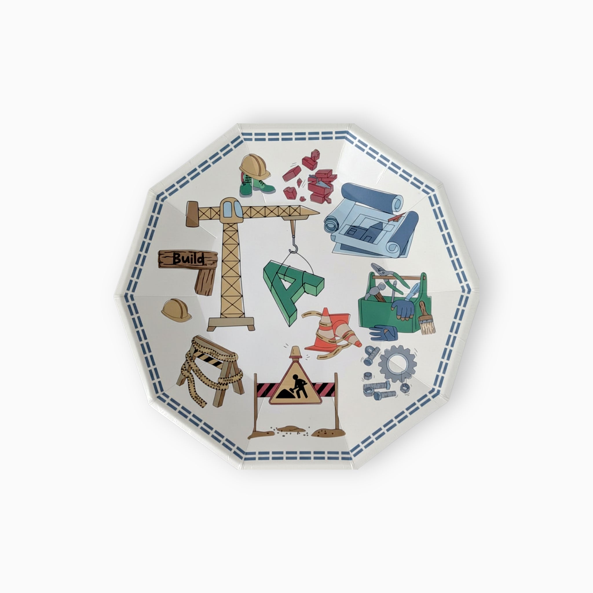 Construction Large Paper Plates, Set of 8