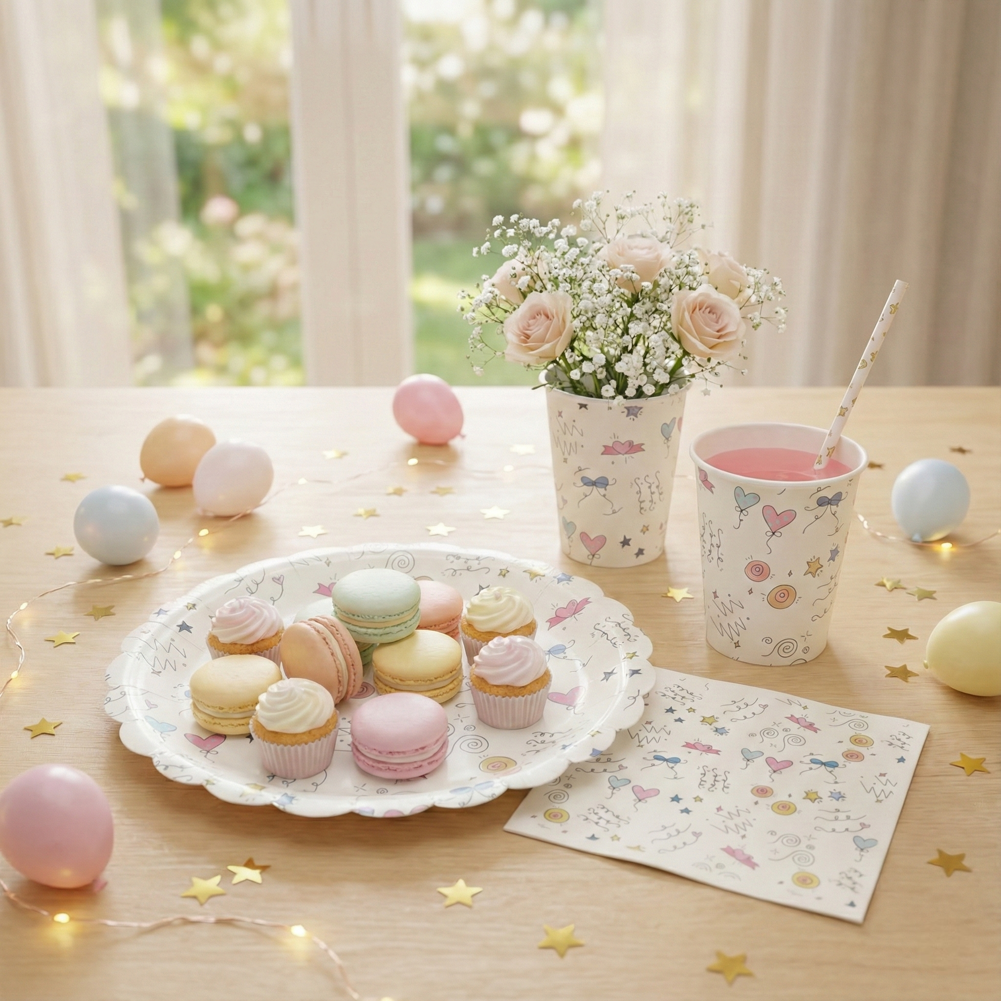 Doodle Lines Large Paper Plates, Set of 8