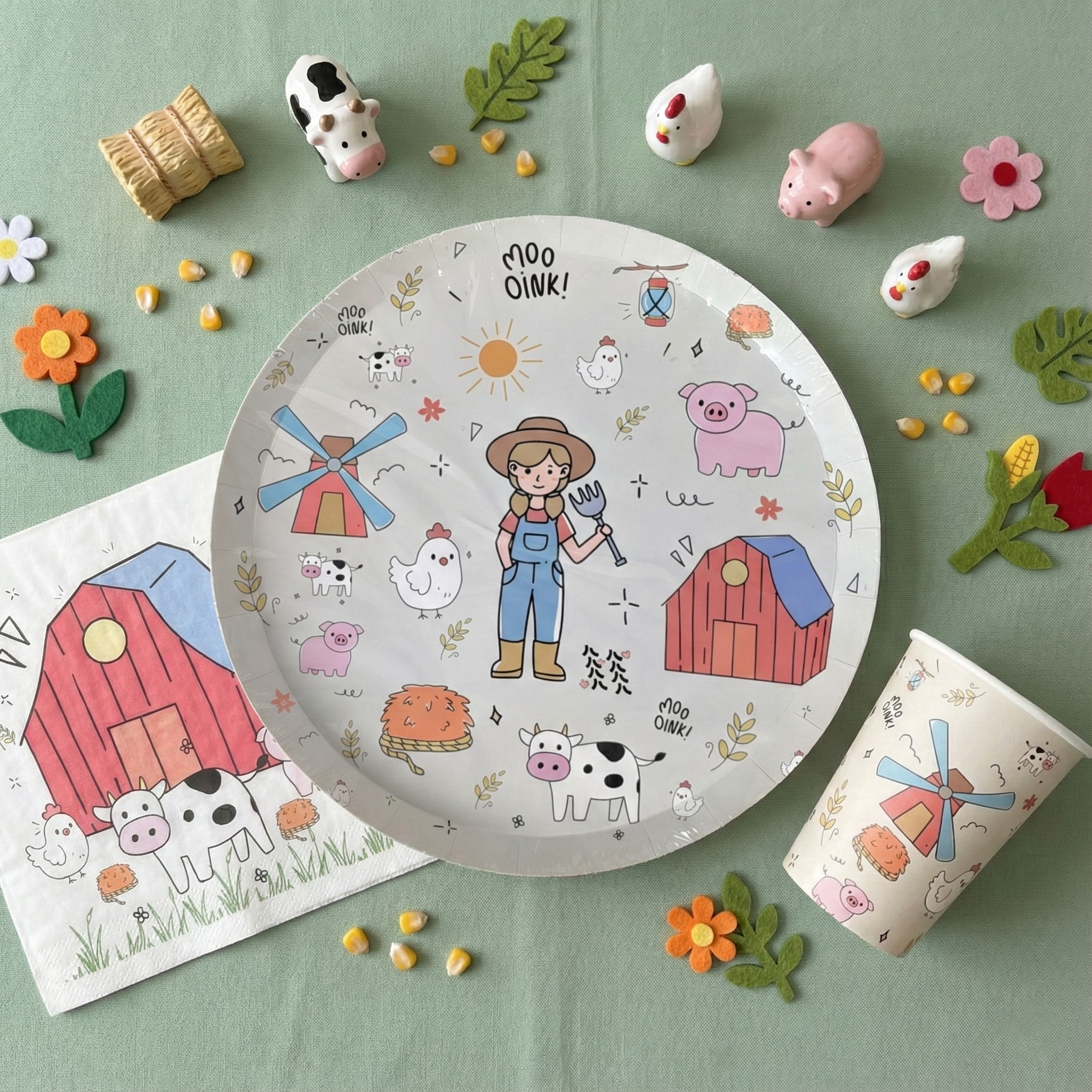 Farm Large Paper Plates, Set of 8