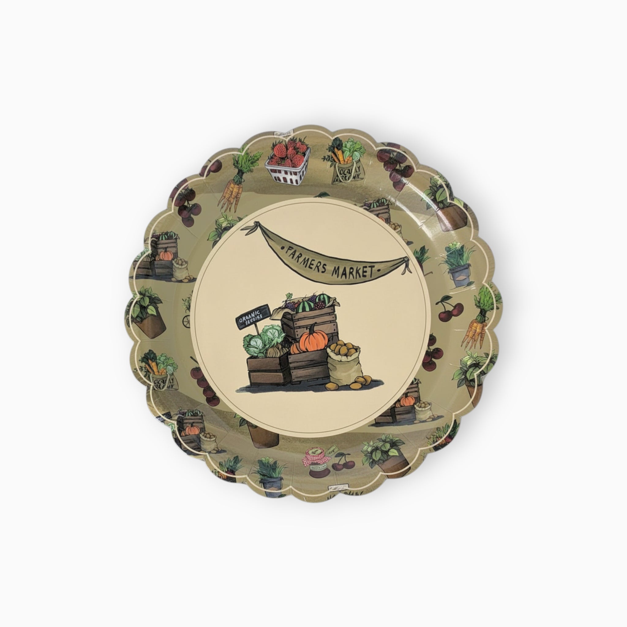 Farmers Market Large Paper Plates, Set of 8