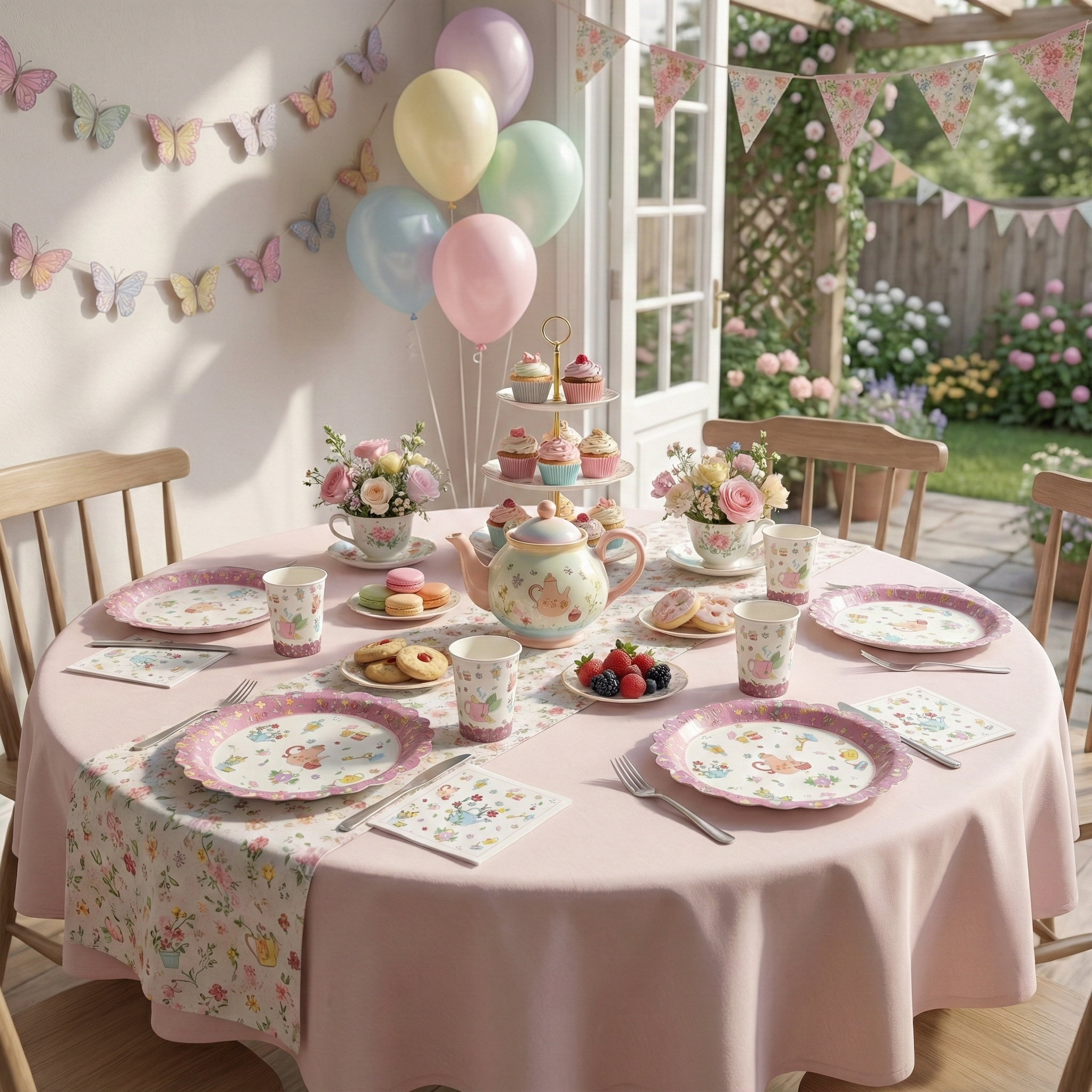 Garden Tea Large Paper Plates, Set of 8